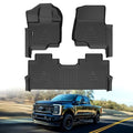 All Weather Floor Mats for 2017-2026 Ford F250/F350/F450 SuperCrew Cab with Rear Under Seat Storage, TPE Rubber Floor Liners Anti-Slip Full Set Automotive Mats for 2024 2025 F250/F350/F450 Accessories