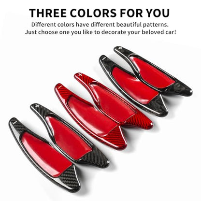 T-carbon Paddle Shifter Extensions Fits Chevrolet Camaro 2016-2024;1 Pair Carbon Fiber Steering Wheel Paddle Shifter Cover Fits Chevy Corvette C7 2014-2019 Gear Shift Trim Interior Accessories BLACK