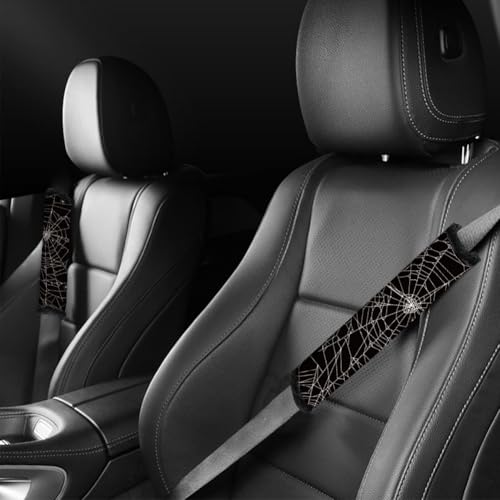 2Pcs Soft Auto Seat Belt Cover Pad Cobweb Spiderweb Halloween White Car Seatbelt Shoulder Cushion for Comfortable Driving, Compatible with All Cars' Seatbelt and Backpack Straps - color: Cobweb