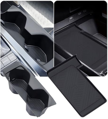 Cup Holder Insert & Wireless Charging Protective Mat for Toyota Camry 2026 2025, Center Console Interior Accessories Cup Holder & Wireless Charger Cover Pad for 2025-2026 Camry, Black - style: Fits for 2025-2026 Camry