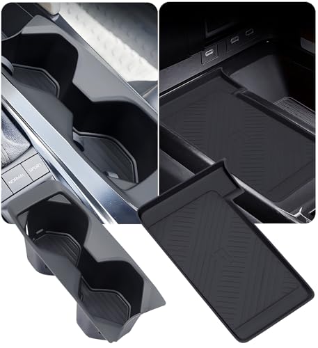 Cup Holder Insert & Wireless Charging Protective Mat for Toyota Camry 2026 2025, Center Console Interior Accessories Cup Holder & Wireless Charger Cover Pad for 2025-2026 Camry, Black - style: Fits for 2025-2026 Camry