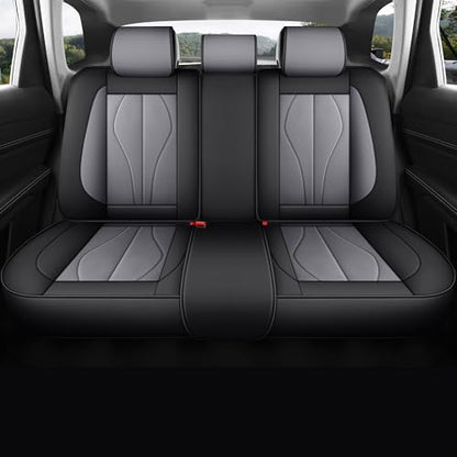 Red Rain Black and Grey Car Seat Cover Universal Leather Car Seat Cover Breathable Auto Seat Cushion Cover 5 Seater (ATM-Black+Gray) - color: ATM-Black+Gray