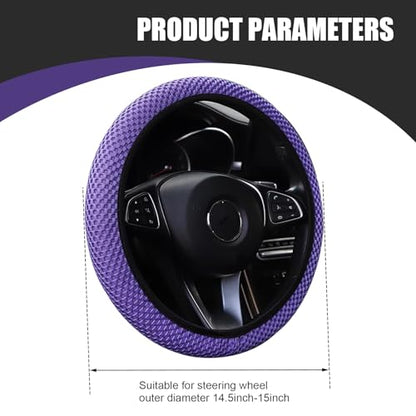 Steering Wheel Cover, Ice Silk & Microfiber 3D Massage Mesh Car Steering Wheel Cover, Breathable Anti-Slip Easy Grip Wheel Protector 14.5"-15", Universal for Most Cars (Purple) - color: Purple