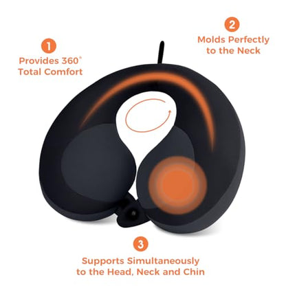 Kids Chin Supporting Travel Neck Pillow, Helps Support Head and Neck, Comfortably Designed for Head, Neck, and Chin Support - Ideal for Toddlers and Children,Black