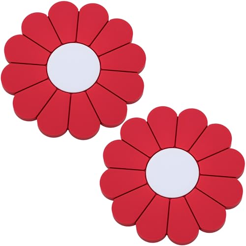2-Pack Car Cup Holder Coaster Inserts, Daisy Shape, 2.75 Inch Non-Slip Silicone Cup Holder Insert, Universal Non-Slip Cup Holders, Car Accessories Interior for Women and Man (Red) - color: Red, size: 2 pcs