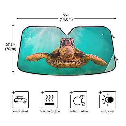 Sun Shade for Car Windshield Hawaiian Teal Sea Turtle Foldable Sun Shield Sun Heat and UV Protection Automotive Interior Sun Protection - color: Pattern 1