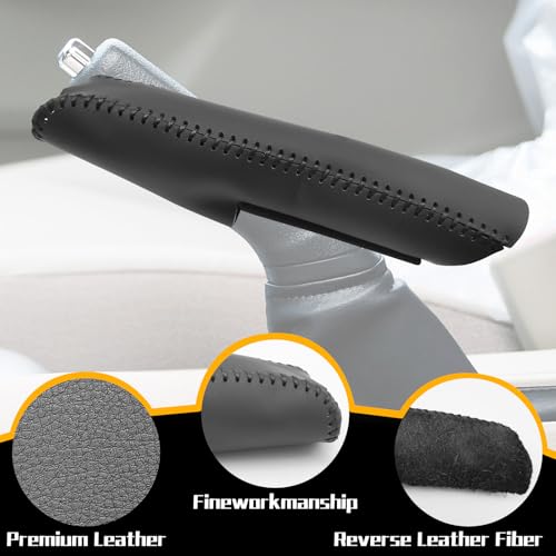 Genuine Leather Handbrake Protector Cover Compatible with Toyota Corolla 2009-2013 Anti-Slip Hand Brake Parking Lever Sleeve Black