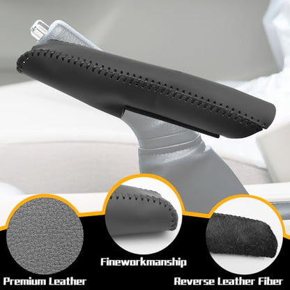 Genuine Leather Handbrake Protector Cover Compatible with Toyota Corolla 2009-2013 Anti-Slip Hand Brake Parking Lever Sleeve Black