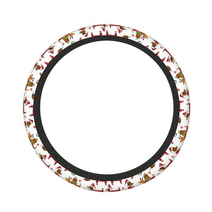 Christmas Dachshund Dog Car Steering Wheel Cover,Non-Slip Elastic Neoprene-Sweat Car Accessories,Universal 15 Inch Fit Auto, Vans Trucks,Suvs, Truck - color: Dachshund Dog