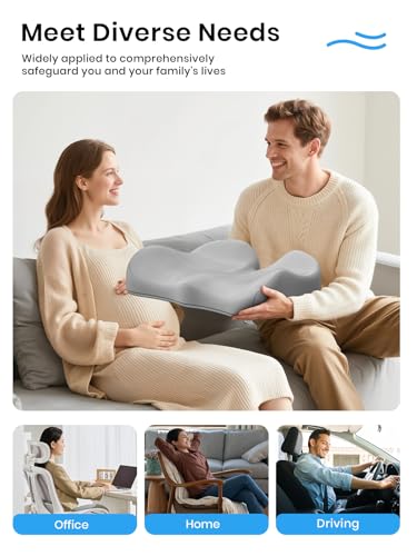Benazcap Seat Cushion - Memory Foam Car Seat Pad - Sciatica & Lower Back Pain Relief - Car Seat Cushions for Driving - Road Trip Essentials for Drivers, Grey