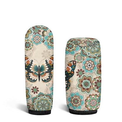 Bulopur Car Shifter Gear Hand Brake Trim Cover Set for Most Cars Van SUV Sedan Truck Auto Accessories - color: Boho Floral Butterfly