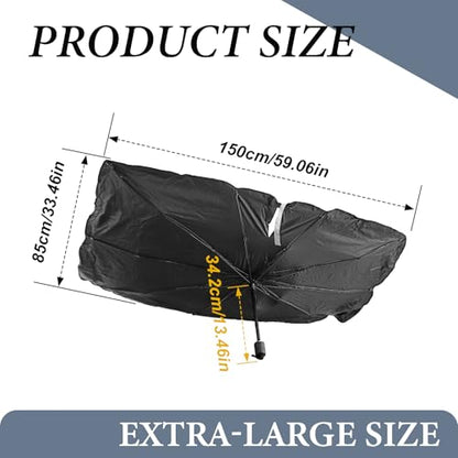2026 Windshield Sun Shade Umbrella, Ultraviolet Protective Film and Heat Insulation Film, Emergency Rain Shield & Dashboard Protector, for Auto Windshield Covers Trucks Cars (59 in) - size: 150cm