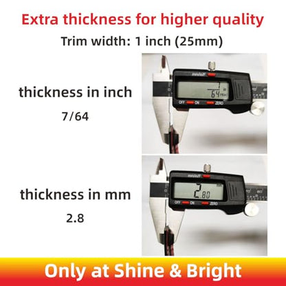 NANSH 16Ft Glossy Black Extra Thick Auto Molding Trim Universal Bumper Window Door Body Side Decorative Strip Scratch-Proof (Width: 1inch [25mm]) - size: Width: 1inch [25mm]