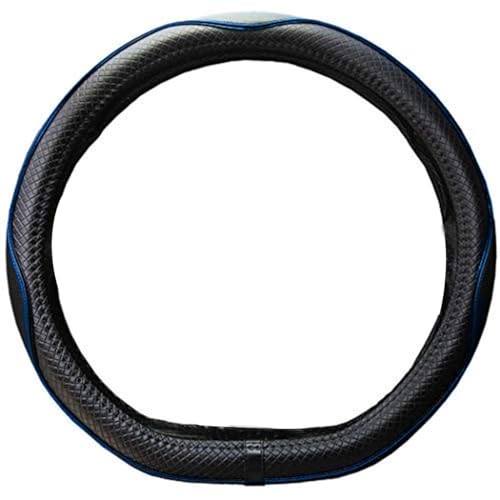 Mayco Bell Flat Bottom Steering Wheel Cover Anti-Slip,Safety,Soft,Breathable,Durable,Full Surround,Comfortable Grip Microfiber Leather (D-Shape, Black Blue)