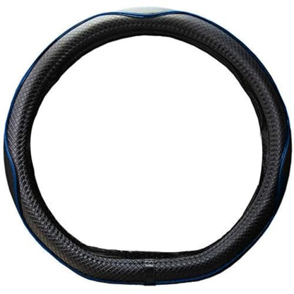 Mayco Bell Flat Bottom Steering Wheel Cover Anti-Slip,Safety,Soft,Breathable,Durable,Full Surround,Comfortable Grip Microfiber Leather (D-Shape, Black Blue) - color: Black Blue, size: D Shape