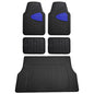 FH Group Premium Liners Tall Channel Trimmable All Weather Rubber Full Set Car Floor Mats (Blue) w. Trimmable All-Season Cargo Liner (Black) - Universal Fit for Cars Trucks and SUVs - color: Blue, style: With Cargo Mats
