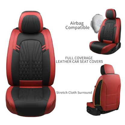 MINGBRON Car Seat Covers,Breathable and Waterproof Faux Leather Automotive Seat Covers for Cars SUV Pick-up Truck Sedan,Universal Anti-Slip Driver Seat Covers Wine Red - color: Wine Red, size: 2 Seat Covers (Front Only)