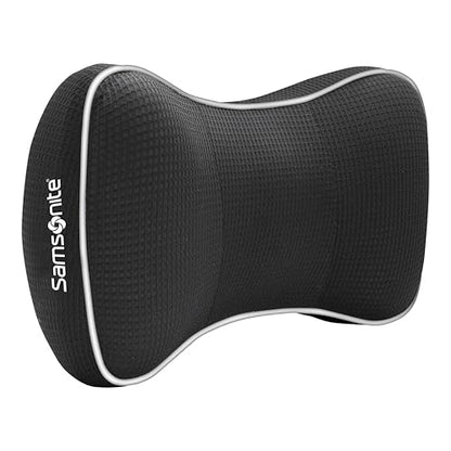 Samsonite Car Neck Pillow, Soft Memory Foam Headrest Pillow for Driving, Ergonomic Car Seat Headrest Cushion with Adjustable Strap, Breathable & Removable Cover, Neck Pain Relief, Black
