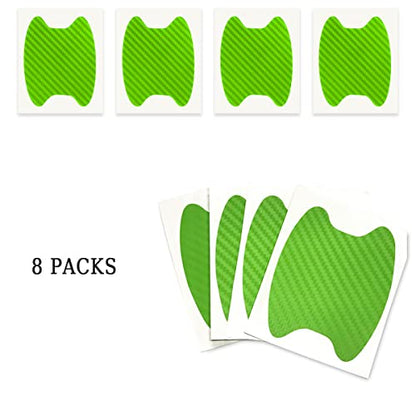 Blilo 8PCS Car Door Handle Sticker, Carbon Fiber Anti-Scratches, Universal Fit, Green/8PCS - color: Green/8PCS