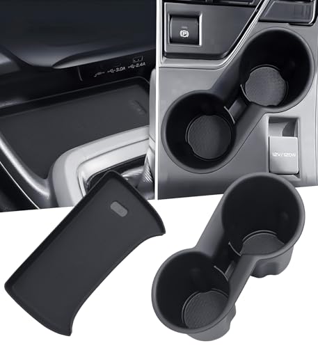 Cup Holder Insert & Wireless Charging Protective Mats for Subaru Crosstrek/Impreza 2026 2025 2024, Center Console Interior Accessories Cup Holder & Wireless Charger Cover Pad, Black - style: Fits for 2024-2026 Crosstrek/Impreza