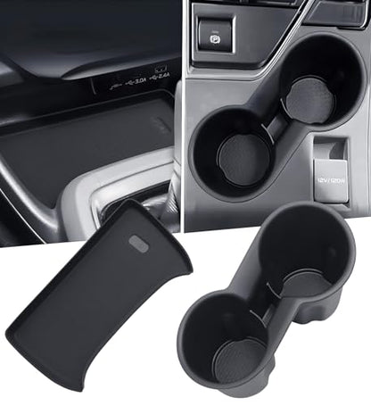 Cup Holder Insert & Wireless Charging Protective Mats for Subaru Crosstrek/Impreza 2026 2025 2024, Center Console Interior Accessories Cup Holder & Wireless Charger Cover Pad, Black - style: Fits for 2024-2026 Crosstrek/Impreza