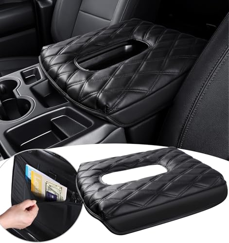 Center Console Cover for Chevy Chevrolet Silverado/ GMC Sierra 2019-2024 2025, PU Leather Armrest Box Middle Console Cover Protector Pad, Truck Interior Accessories (Split Bench Jump Seat Only) - style: Split Bench Seat 2019+