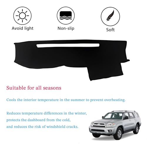 Dashboard Cover Suitable for Toyota 4Runner 2003 2004 2005 2006 2007 2008 2009 Car Dashboard Cover Sun Visor Mat Non-Slip Polyester Dashboard Accessories (Black) - size: 2003-2009 For Toyota 4Runner