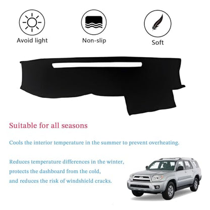Dashboard Cover Suitable for Toyota 4Runner 2003 2004 2005 2006 2007 2008 2009 Car Dashboard Cover Sun Visor Mat Non-Slip Polyester Dashboard Accessories (Black) - size: 2003-2009 For Toyota 4Runner