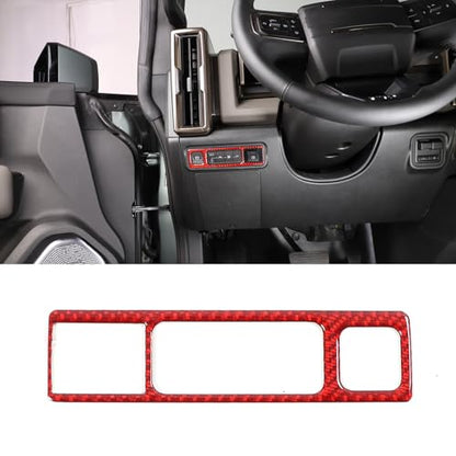 for Hummer EV Accessories Car Center Control Electronic Handbrake Trim Cover for Hummer EV 2024 2025+ Real Carbon Fiber Electronic Handbrake Switch Panel Trim (Red) - color: Red