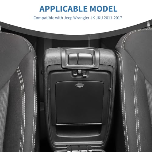 for Wrangler JK Center Console Hidden Storage Tray Box, Secret Storage Compartment for Jeep Wrangler JK JKU 2011-2017 Black Storage Container Accessories