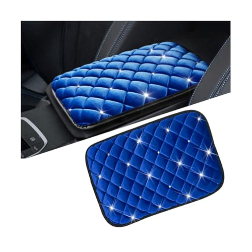 Mandark Bling Car Center Console Cover, Crystal Rhinestone Fluffy Automotive Armrest Seat Box Cushion Pad, Soft Comfortable Diamond Arm Rest Protection Mat, Universal Vehicle Accessories (Blue) - color: Blue, size: Style A