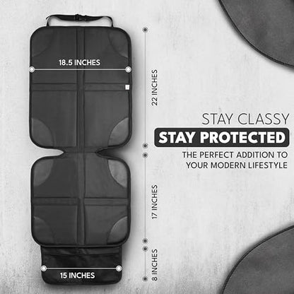 EcoNour Car Seat Protector 2 Pack, 600D Waterproof Fabric with Thick Padding, Non-Slip Backing, Seat Cover Mat for Baby Car Seat & Pets, Guards Against Spills, Stains & Scratches - size: 2-Pack