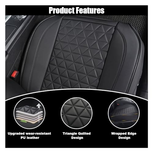 Leather Car Seat Cover, Auto Front Bottom Seat Cover Luxury Car Seat Protector Anti-Slip Waterproof Cushion Cover with Storage Pocket, for Most Cars, Trucks, SUVs (Black) - color: Black