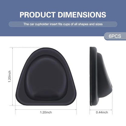 6 PCS Upgrade Car Cup Holder Insert Position Limiter, Anti-shake Silicone Car Water Bottle Stabilizer, Self-adhesive Automotive Cup Holders Pad, for Most Cars (Black)
