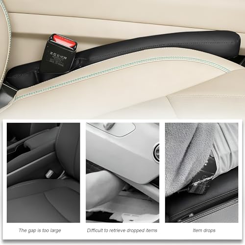 2PCS Car Seat Gap Filler, Soft Foam Automotive Organizer to Fill The Gap Between Seats Console Stop Things from Dropping, Vehicle Seat Side Gap Stopper, Universal for Truck SUV (Black) - color: Black