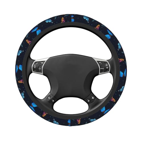 Fancy Butterflies Elastic Steering Wheel Cover Non-Slip Breathable Steering Wheel Protector Fit Auto, SUVs, Truck