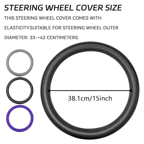 Car Steering Wheel Cover, Silicone Non-Slip Steering Wheel Protector, 13/14/15/16 inch Ultra Thin Steering Wheel Protective Covers for Women Men, Universal Vehicle Accessories (Black) - color: Black