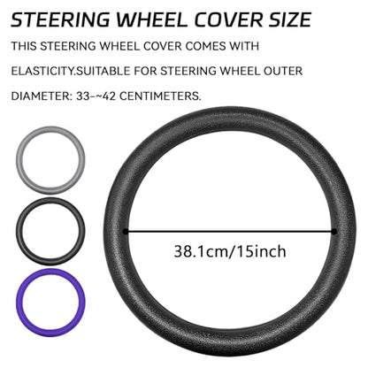 Car Steering Wheel Cover, Silicone Non-Slip Steering Wheel Protector, 13/14/15/16 inch Ultra Thin Steering Wheel Protective Covers for Women Men, Universal Vehicle Accessories (Black) - color: Black