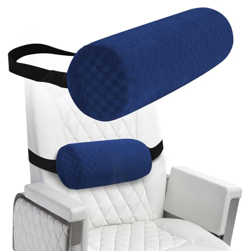 Lumbar Roll Pillow for Lower Back, Lumbar Support Foam Roll Cushion with Pillowcase and Upgraded Strap for Office, Chair, Car, Seat Pain Relief & Improving Posture (Dark Blue, Short-11*4.3'') - color: Dark Blue, size: Short-11*4.3''