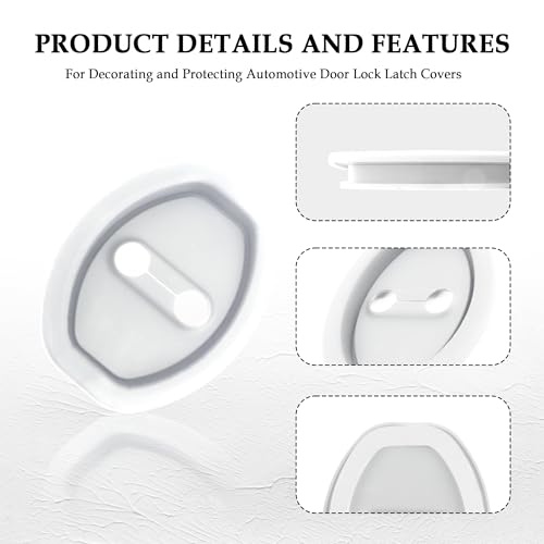 4PCS Door Latch Lock Cover,Silicone Door Latch Guard Car Decorations&Protects Door Latches,Universal Self-Adhesive Door Lock Latch Protector Car Accessories for Most Vehicles (White) - color: White