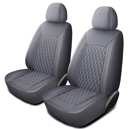 HChengkikz Car Seat Covers, Breathable and Waterproof Leather Seat Covers, Luxury PU Universal Fit Automotive Airbag Compatible for Most Cars Sedans SUV and Truck (2 Pieces, Front Seat, Grey) - color: N1 Gray, size: Front Seat