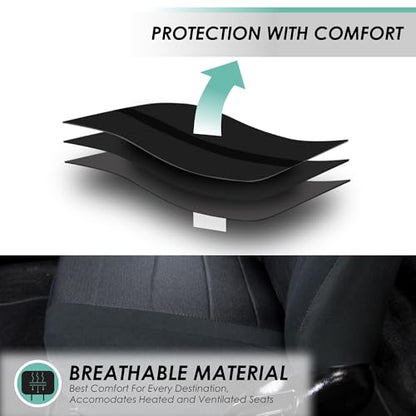 FH Group Automotive Seat Cover Universal Fit Rear Seat Cover Sports Solid Black Seat Cover for Back Seat Split Bench Car Seat Protector for Dogs and Kids, Car Interior Accessories for SUV Sedan Van