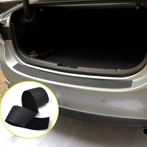 iJDMTOY Black Rubber Silicone Rear Trunk Edge Guard Scratch Protector Cover Mat w/Double-Sided Tape Compatible with Car Truck SUV, etc