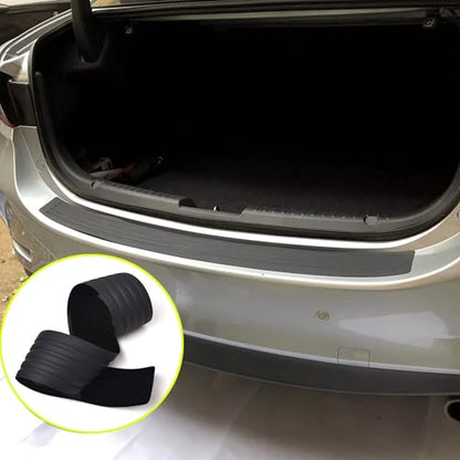 iJDMTOY Black Rubber Silicone Rear Trunk Edge Guard Scratch Protector Cover Mat w/Double-Sided Tape Compatible with Car Truck SUV, etc