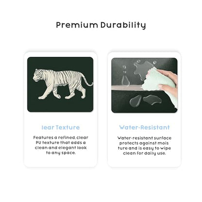 Tiger 5.2-Inch Square PU Leather Tissue Box Cover – Tiger Print, Tiger Decor, Hand-Stitched, Removable Liner, Bathroom, Bedroom, Living Room, Office, Car - color: White