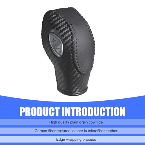 Car Gear Shift Cover, Genuine Leather Gear Knob Protector, Anti-Scratch Anti-Aging Shifter Cover, Compatible with Ford Focus Fiesta Fusion Escape (Black) - color: Black