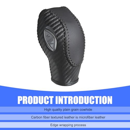 Car Gear Shift Cover, Genuine Leather Gear Knob Protector, Anti-Scratch Anti-Aging Shifter Cover, Compatible with Ford Focus Fiesta Fusion Escape (Black) - color: Black