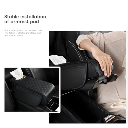 Car Armrest Pad, Universal Armrest Cushion Pad, Leather Armrest Box Pad - color: Without cup holder, Orange