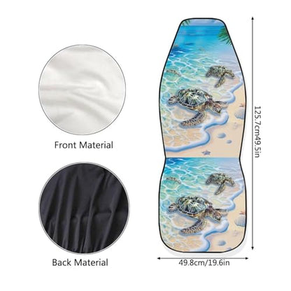 Dreaweet Beach Turtle Seat Covers for Cars 2 Piece Hawaiian Tropical Car Seat Cover Front Seats Only Universal High Back Bucket Seat Covers for Most Vehicle SUV Trucks - color: Beach Turtle