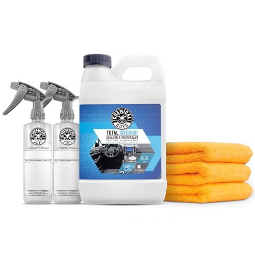 Chemical Guys HOL414 Total Interior Cleaner and Protectant, Refill Kit With 2 Dilution Bottles & 3 Premium Microfiber Towels (Safe for Cars, Trucks, SUVs, Jeeps, Motorcycles, RVs & More) 64 fl oz - size: 64 Fl Oz (Pack of 1), style: Fresh